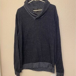 Nordstrom Mens shop Shawl cowl Collar blue cotton cashmere blend sweater -XL